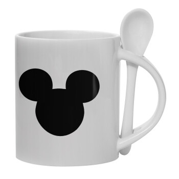 mouse man, Ceramic coffee mug with Spoon, 330ml (1pcs)