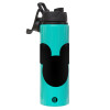 Metallic water bottle with safety lid, 850ml aluminum