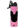 Metallic water bottle with safety lid, 850ml aluminum