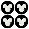 SET of 4 round wooden coasters (9cm)
