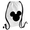 Backpack pouch GYMBAG white, with pocket (40x48cm) & thick cords