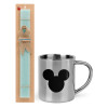 Easter Set, metallic thermal cup (300ml) & aromatic flat Easter candle (30cm) (TURQUOISE)