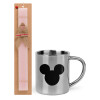Easter Set, metallic thermal cup (300ml) & aromatic flat Easter candle (30cm) (PINK)