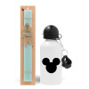 Easter Set, metallic aluminum water bottle (500ml) & scented flat candle (30cm) (TURQUOISE)