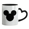 Mug heart black handle, ceramic, 330ml