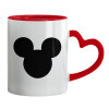 Mug heart red handle, ceramic, 330ml