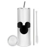 Tumbler stainless steel 600ml, with metal straw & cleaning brush