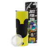 Neon Yellow Travel Tumbler, with metal straw (Stainless steel 304 Food grade, BPA free, 600ml)