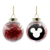 Transparent Christmas tree ball ornament with red filling 8cm