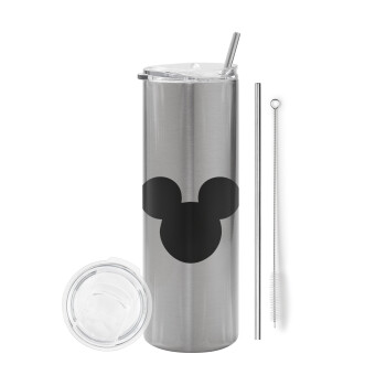 mouse man, Tumbler stainless steel Silver 600ml, with metal straw & cleaning brush