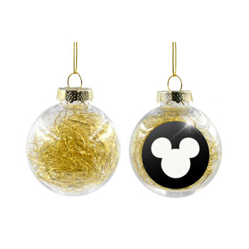mouse man, Χριστουγεννιάτικη μπάλα δένδρου διάφανη με χρυσό γέμισμα 8cm