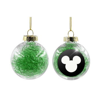 mouse man, Χριστουγεννιάτικη μπάλα δένδρου διάφανη με πράσινο γέμισμα 8cm