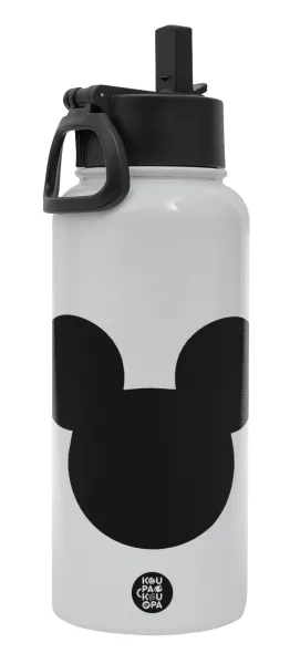 mouse man — Metal mug thermo White with Straw and Spout Lid (Stainless steel), double wall, 950ml