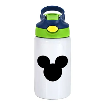 mouse man, Παιδικό παγούρι θερμό, ανοξείδωτο, με καλαμάκι ασφαλείας, πράσινο/μπλε (350ml)