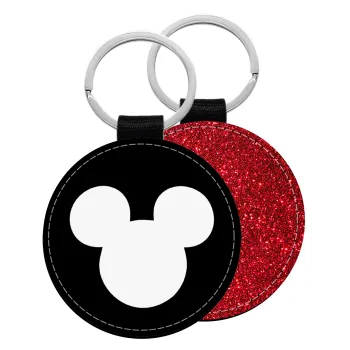 mouse man, Μπρελόκ Δερματίνη, στρογγυλό ΚΟΚΚΙΝΟ (5cm)