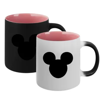 mouse man, Κούπα Μαγική εσωτερικό ΡΟΖ, κεραμική 330ml που αλλάζει χρώμα με το ζεστό ρόφημα