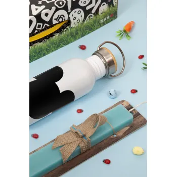 mouse man, Πασχαλινή Λαμπάδα με παγούρι μεταλλικό (620ml, stainless steel) & κερί αρωματικό πλακέ (30cm) (ΤΙΡΚΟΥΑΖ)