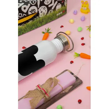 mouse man, Πασχαλινή Λαμπάδα με παγούρι μεταλλικό (620ml, stainless steel) & κερί αρωματικό πλακέ (30cm) (ΡΟΖ)