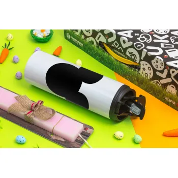 mouse man, Easter candle,Travel Tumbler 2 Lids, with metal straw & cleaning brush & aromatic flat candle (30cm) (PINK)