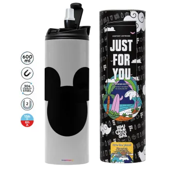 mouse man, Tumbler ποτήρι θερμό ΓΚΡΙ από ανοξείδωτο ατσάλι 600ml