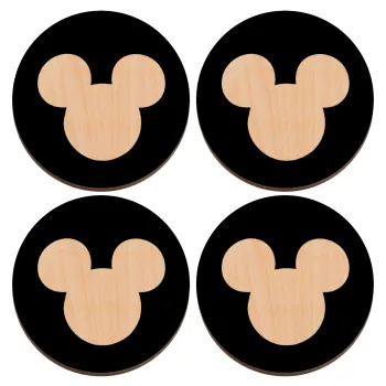 mouse man, ΣΕΤ x4 Σουβέρ ξύλινα στρογγυλά plywood (9cm)