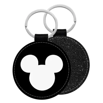 mouse man, Μπρελόκ Δερματίνη, στρογγυλό ΜΑΥΡΟ (5cm)