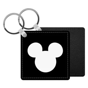 mouse man, Μπρελόκ Δερματίνη, τετράγωνο ΜΑΥΡΟ (5x5cm)