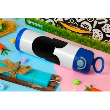 mouse man, Easter candle, Childrens hot water bottle, stainless steel, with safety straw, BLUE (500ml)