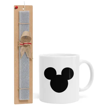 mouse man, Πασχαλινή Λαμπάδα με Κούπα κεραμική (330ml) & κερί αρωματικό πλακέ (30cm) (ΓΚΡΙ)