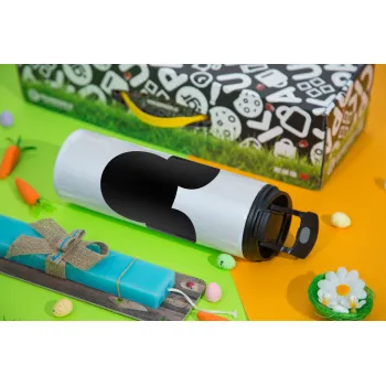 mouse man, Easter candle,Travel Tumbler 2 Lids, with metal straw & cleaning brush & aromatic flat candle (30cm) (BLUE)