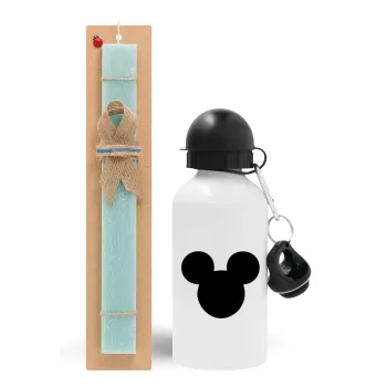 mouse man, Πασχαλινή Λαμπάδα με παγούρι μεταλλικό αλουμινίου (500ml) & λαμπάδα αρωματική πλακέ (30cm) (ΤΙΡΚΟΥΑΖ)