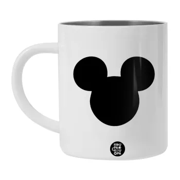 mouse man, Λευκή Ανοξείδωτη Μεταλλική Κούπα 450ml - Διπλού Τοιχώματος 