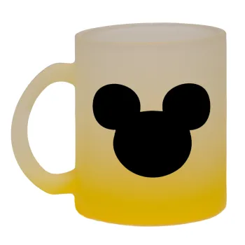 mouse man, Κούπα γυάλινη δίχρωμη με βάση το κίτρινο ματ, 330ml