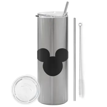 mouse man, Tumbler stainless steel Silver 600ml, with metal straw & cleaning brush