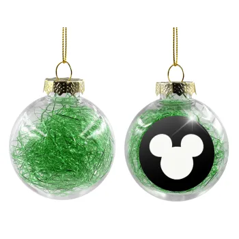 mouse man, Στολίδι Χριστουγεννιάτικη μπάλα δένδρου διάφανη με πράσινο γέμισμα 8cm