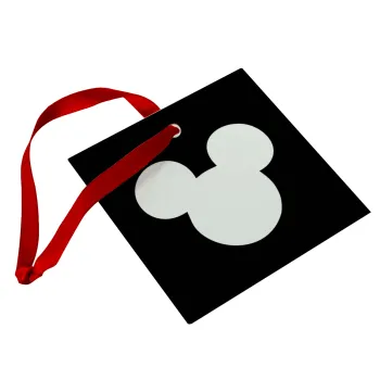 mouse man, Στολίδι Χριστουγεννιάτικο στολίδι γυάλινο τετράγωνο 9x9cm