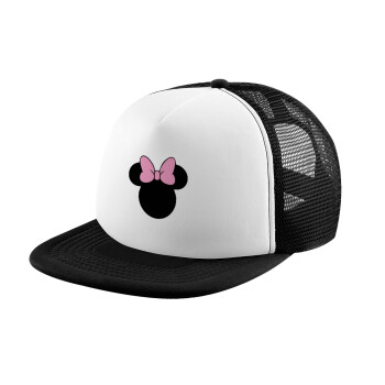 mouse girl, Καπέλο ενηλίκων Jockey με Δίχτυ Black/White (snapback, trucker, unisex)