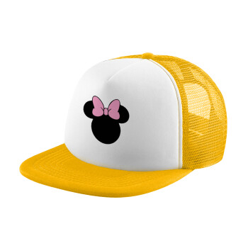 mouse girl, Καπέλο Soft Trucker με Δίχτυ Κίτρινο/White 