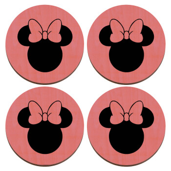 mouse girl, ΣΕΤ x4 Σουβέρ ξύλινα στρογγυλά plywood (9cm)