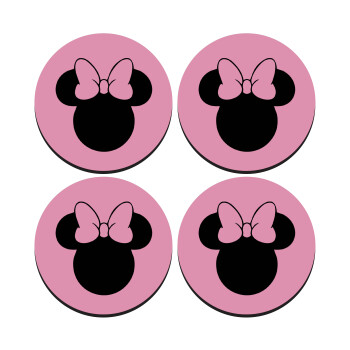mouse girl, SET of 4 round wooden coasters (9cm)