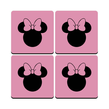 mouse girl, ΣΕΤ 4 Σουβέρ ξύλινα τετράγωνα (9cm)