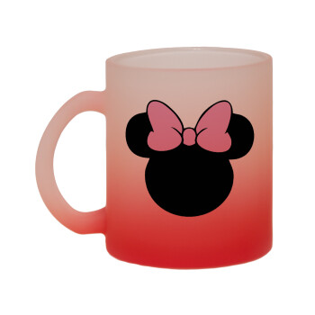 mouse girl, Κούπα γυάλινη δίχρωμη με βάση το κόκκινο ματ, 330ml