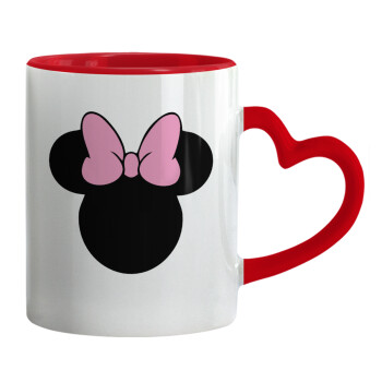 mouse girl, Mug heart red handle, ceramic, 330ml