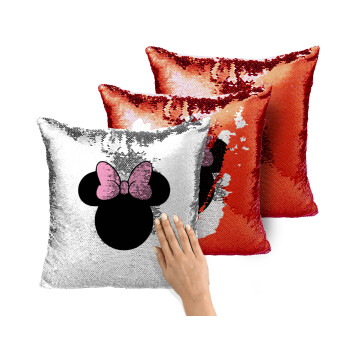 mouse girl, Μαξιλάρι καναπέ Μαγικό Κόκκινο με πούλιες 40x40cm περιέχεται το γέμισμα