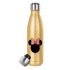 Μεταλλικό παγούρι θερμός Glitter χρυσό (Stainless steel), διπλού τοιχώματος, 500ml