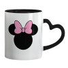 Mug heart black handle, ceramic, 330ml