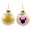 Transparent Christmas tree ball ornament with gold filling 8cm