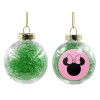 Transparent Christmas tree ball ornament with green filling 8cm