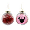 Transparent Christmas tree ball ornament with red filling 8cm
