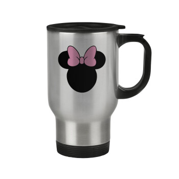 mouse girl, Stainless steel travel mug with lid, double wall 450ml